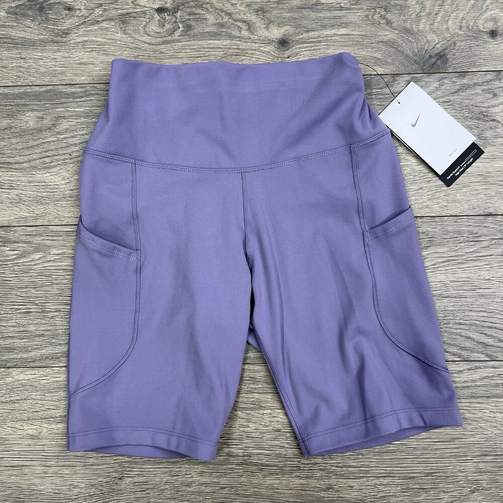 Nike 8" Biker Shorts Size Small Womens Purple Zenvy Gentle Support High Waisted